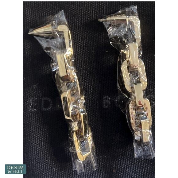 Eddie Borgo Supra Link Drop Earrings Gold 12K Finish Modern Luxe Statement NEW - Picture 7 of 10